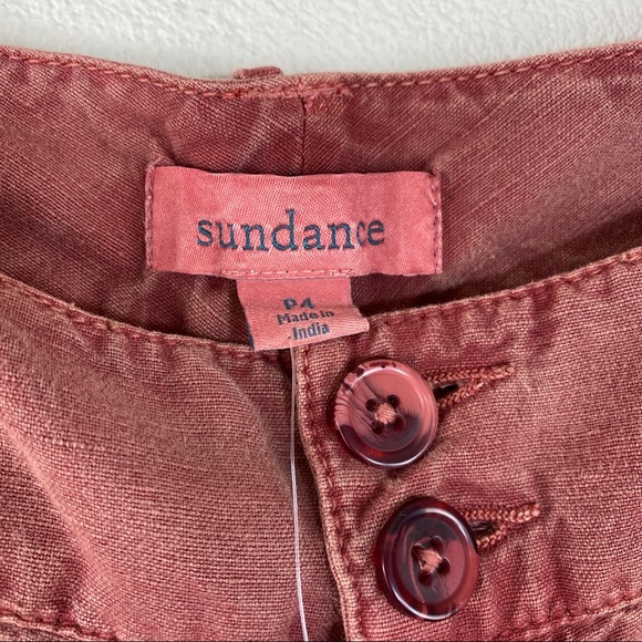 Sundance Organia Lace Trim Cotton Linen Pants Red Size 4 Petite - Picture 7 of 7